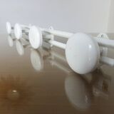 Wall coat rack with 4 hooks in white lacquered metal 1970