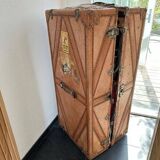 Large travel trunk wardrobe Cosmopolis – vintage leather trunk