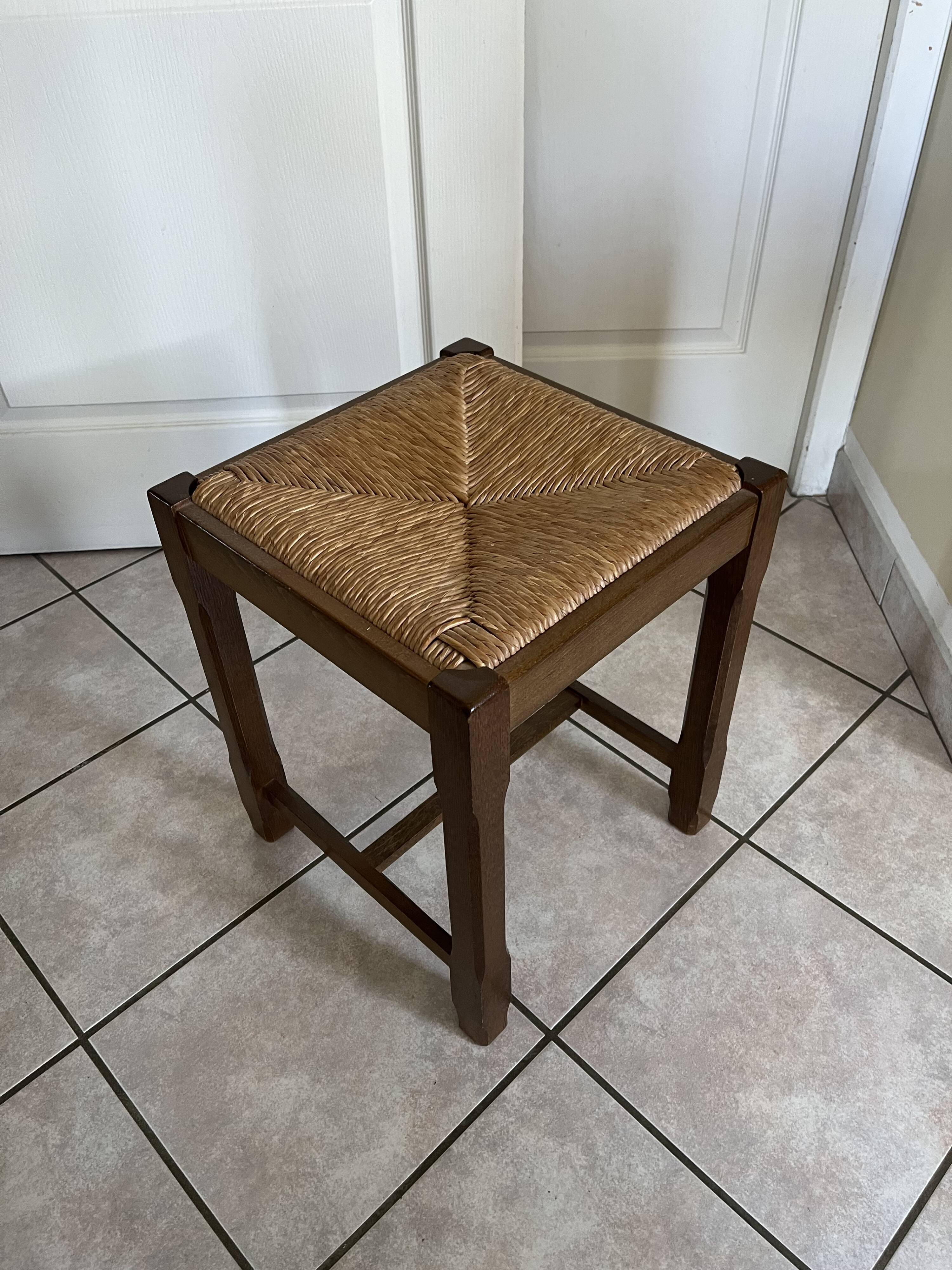 Wood and straw stool