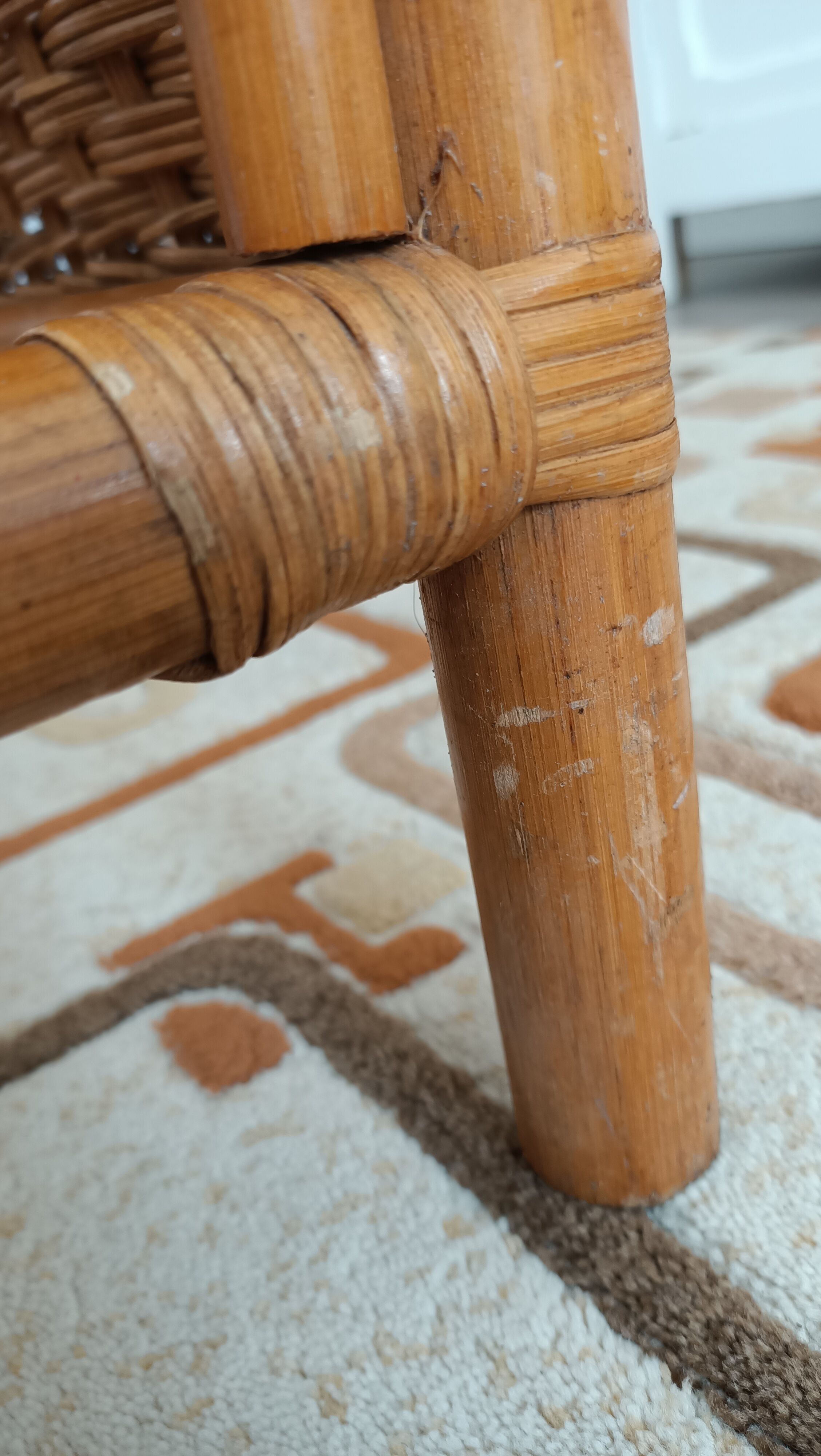 Braided rattan coffee table