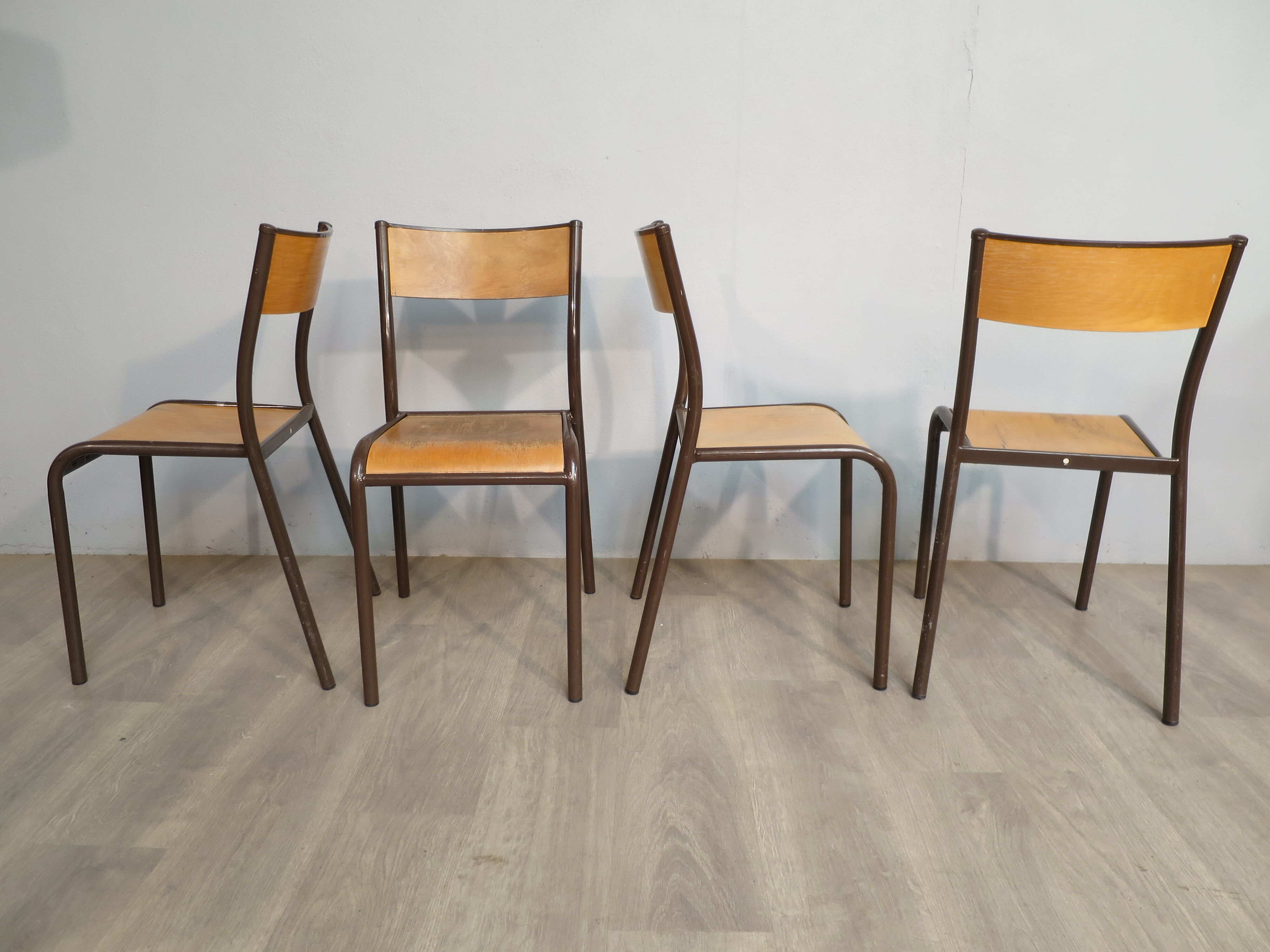 4 vintage Mullca school chairs