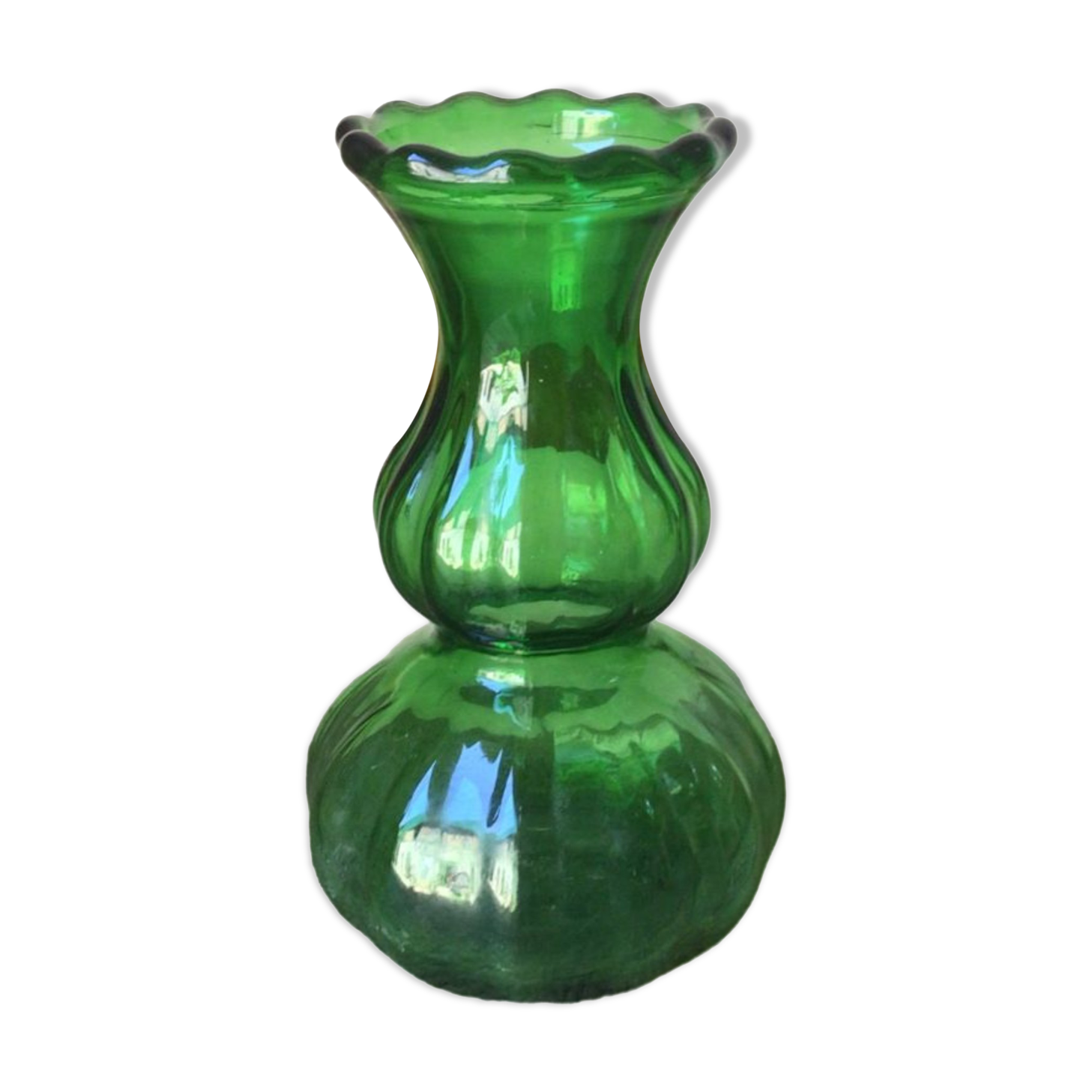 Green glass vase
