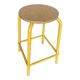 Vintage Industrial Stool DPC Yellow Metal Tube + Wooden Seat