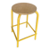 Vintage Industrial Stool DPC Yellow Metal Tube + Wooden Seat