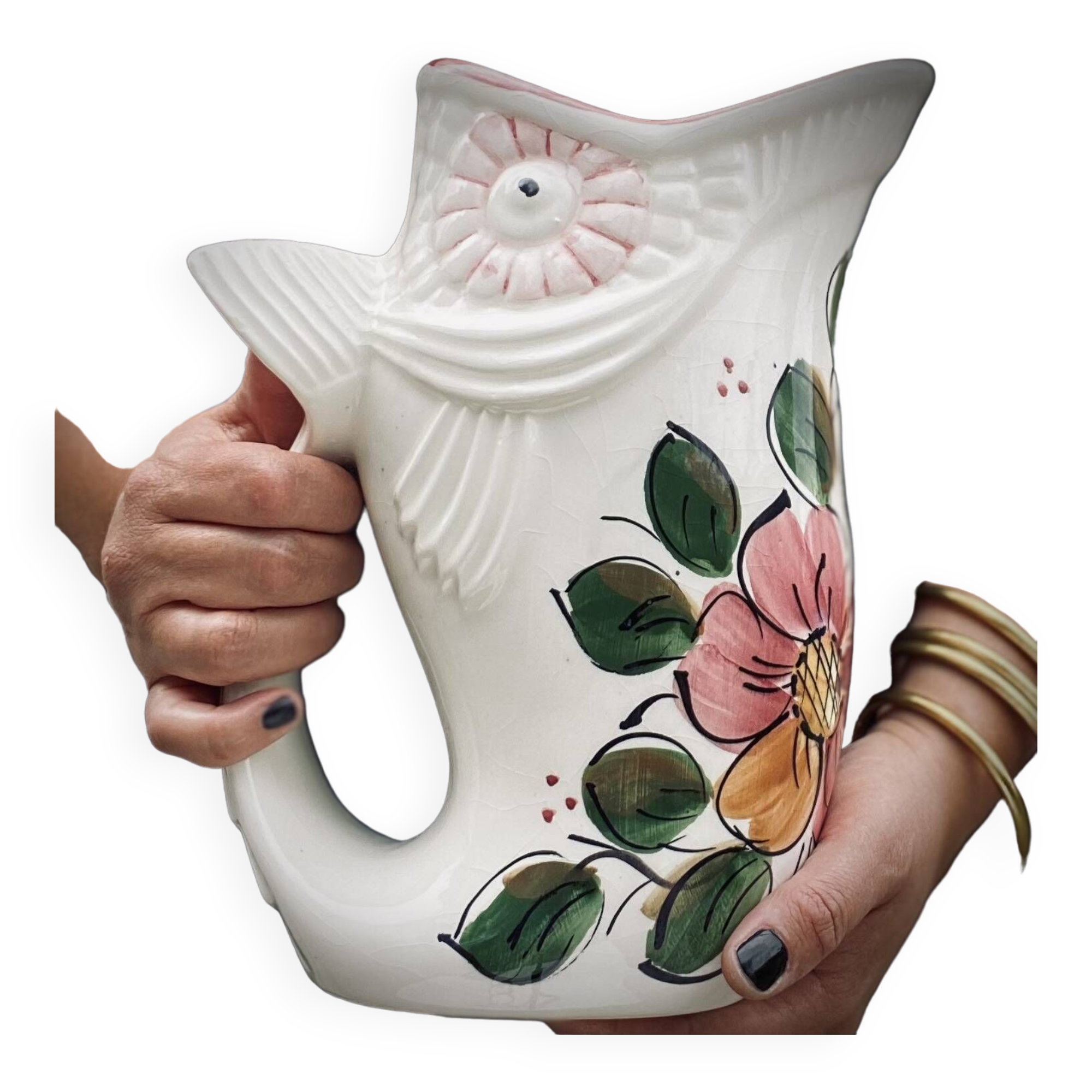 Vase Poisson en céramique Vintage