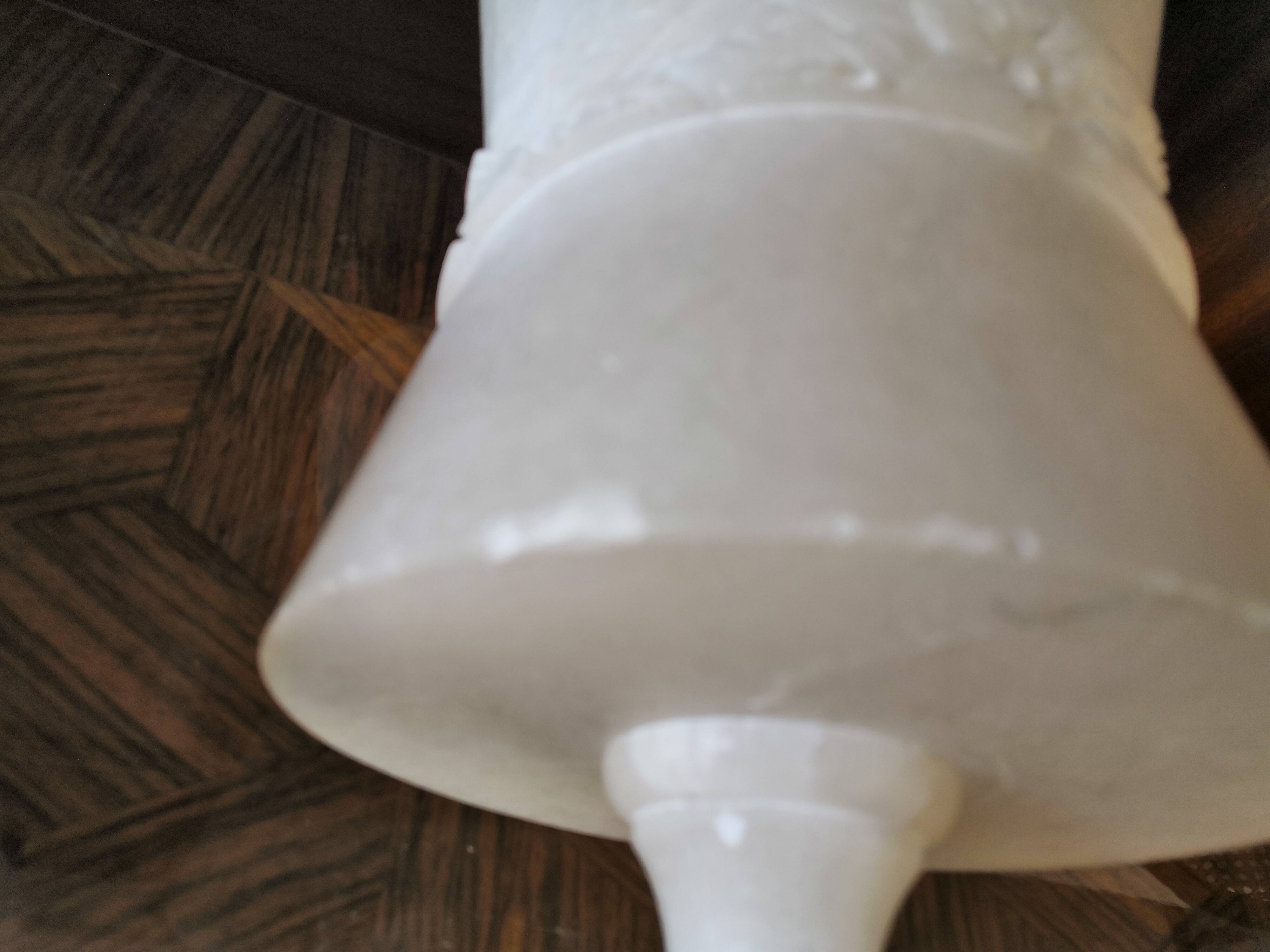 Pair of solid white alabaster lamps from the vintage 60s
