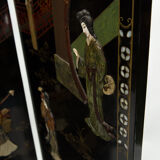 Chinese screen with decoration of hard stone lacquered with four panels 1940