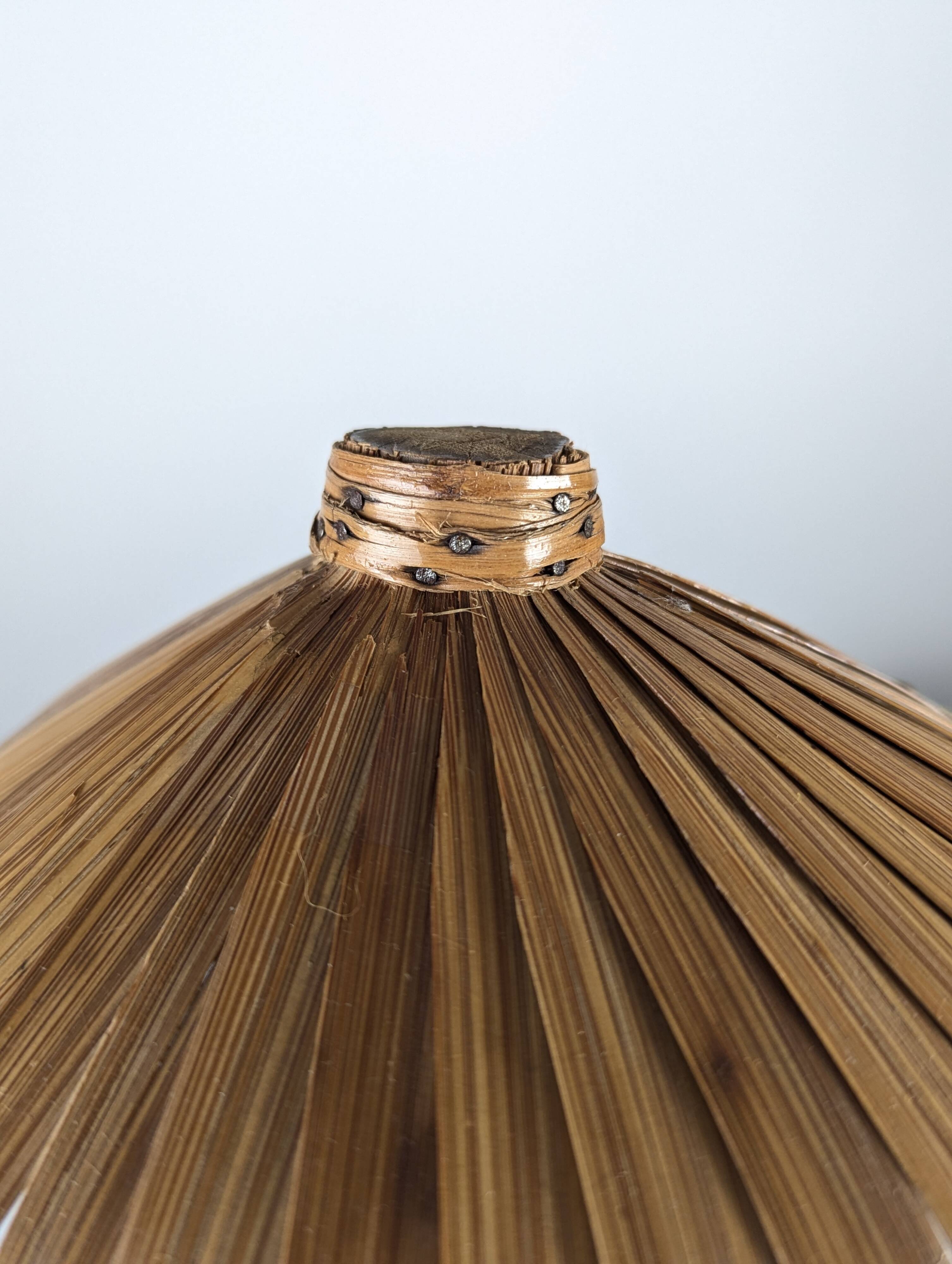 Bamboo and rattan table lamp with woven shade, 1950s