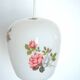 White opaline pendant lamp bouquets of roses from the 1970s.
