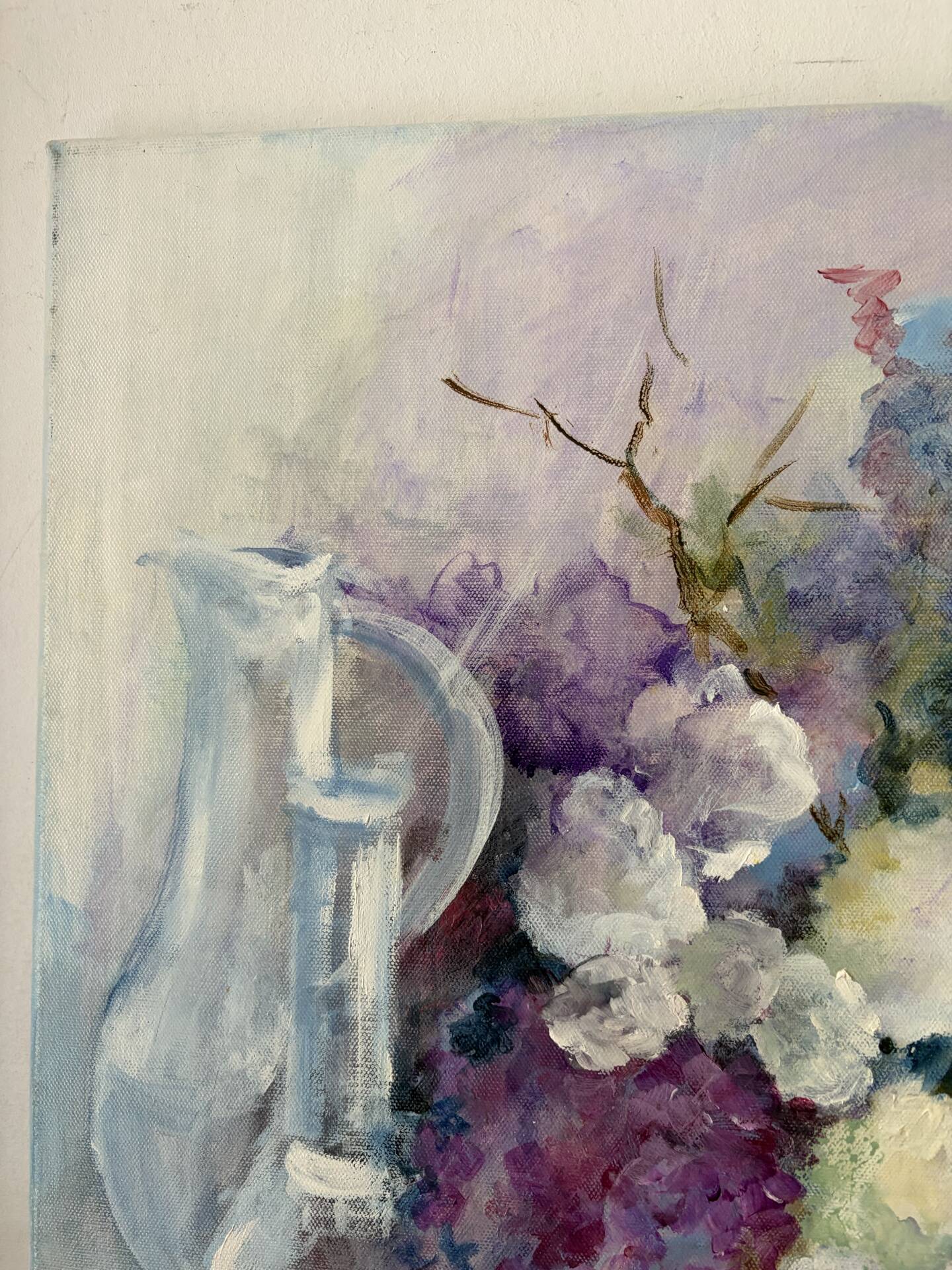 Snowballs and lilacs, oil on canvas signed Paumier