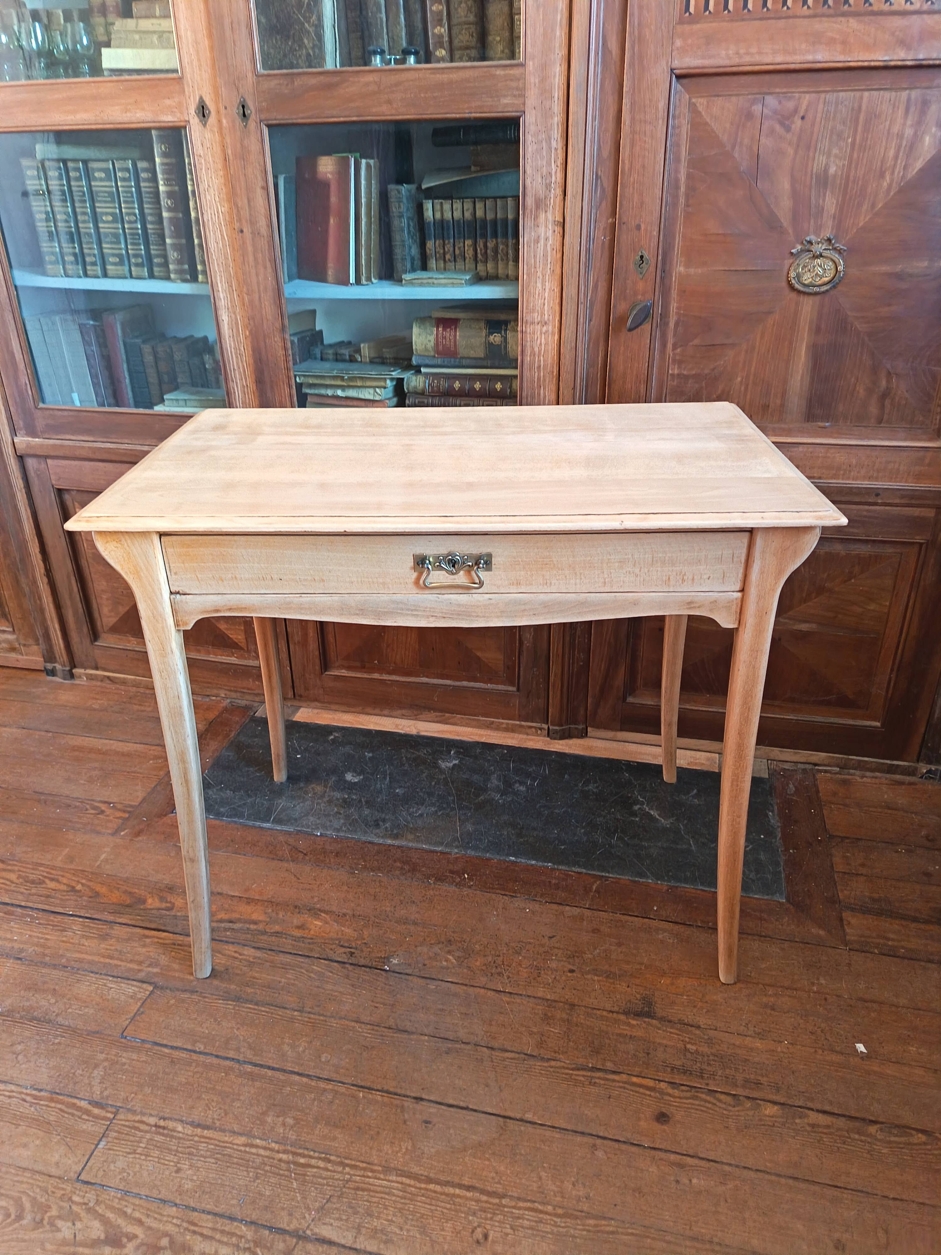Art Nouveau desk in solid beech.