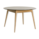 Round table, black lacquered top, solid oak base