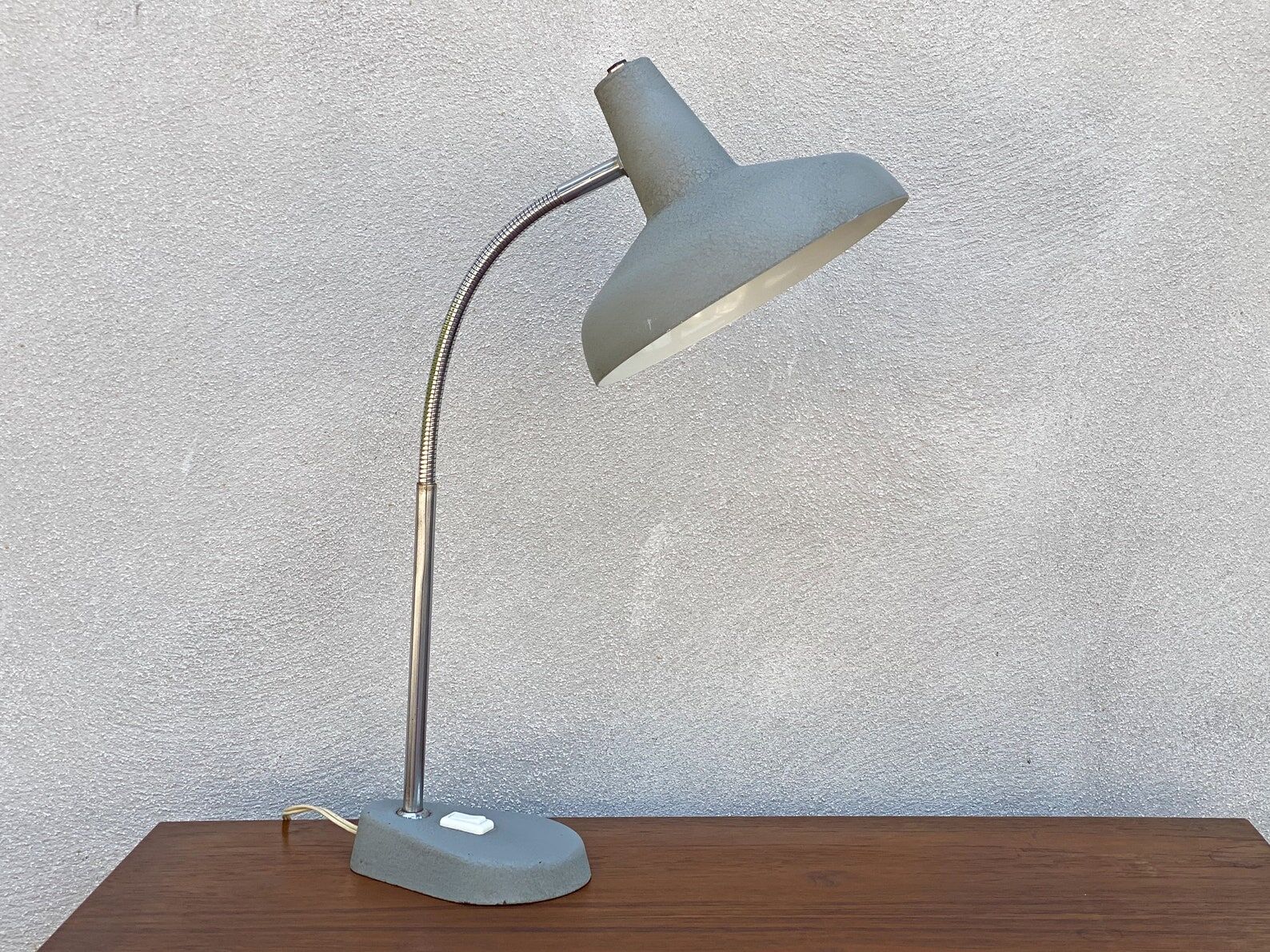 XL Mid Century Aluminor France gray desk lamp / table lamp