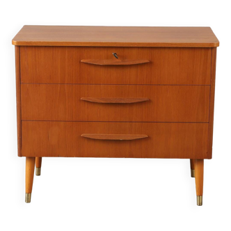 Commode vintage Scandinave 3 tiroirs pieds gainés laiton 1960 Suède
