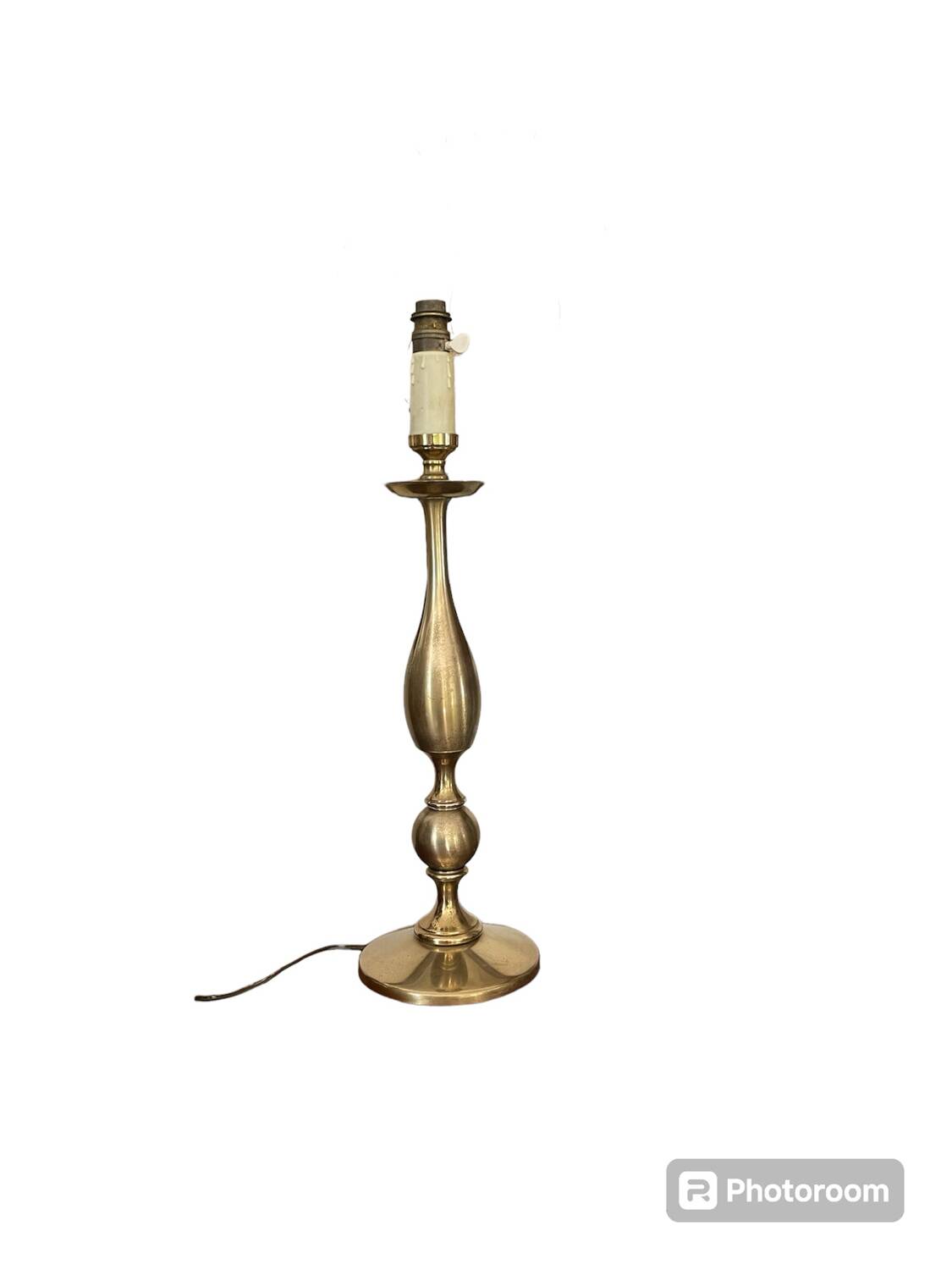Vintage baluster lamp in golden brass 51cm