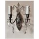 Wall light in tinned brass and crystal pendants - rococo light 2 lights