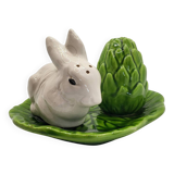 Salt & pepper shakers – Rabbit and cabbage leaf