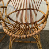 Pair of rattan shell armchairs 60s