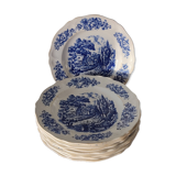 Vintage soup plates with blue decor