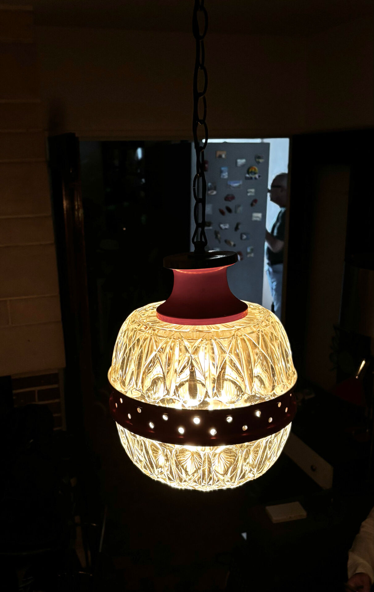 Suspension Mid Century en verre et métal