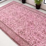 Light Pink Colour Handmade Vintage Turkish Rug