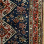 Antique handmade Persian Qashqai nomadic rug – blue background 94x112cm