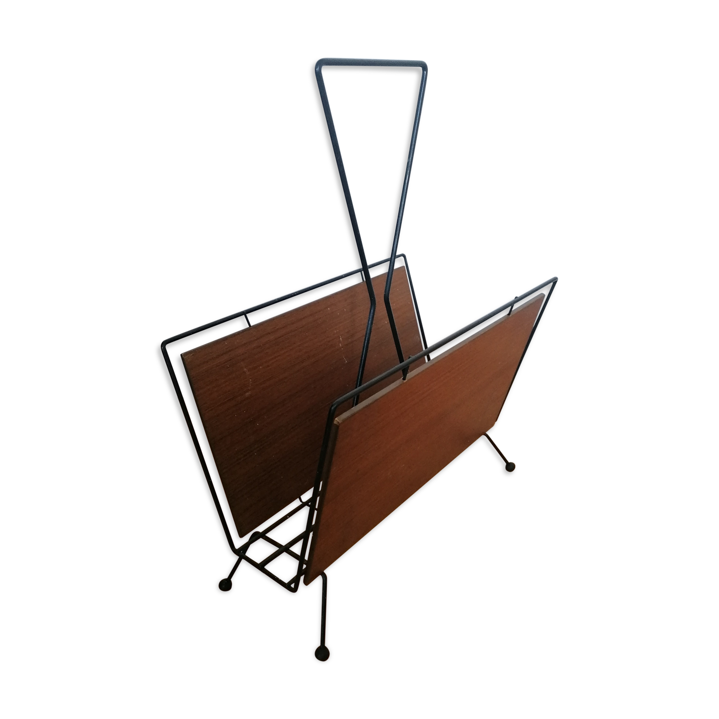 Magazine rack steel thread and teak wood