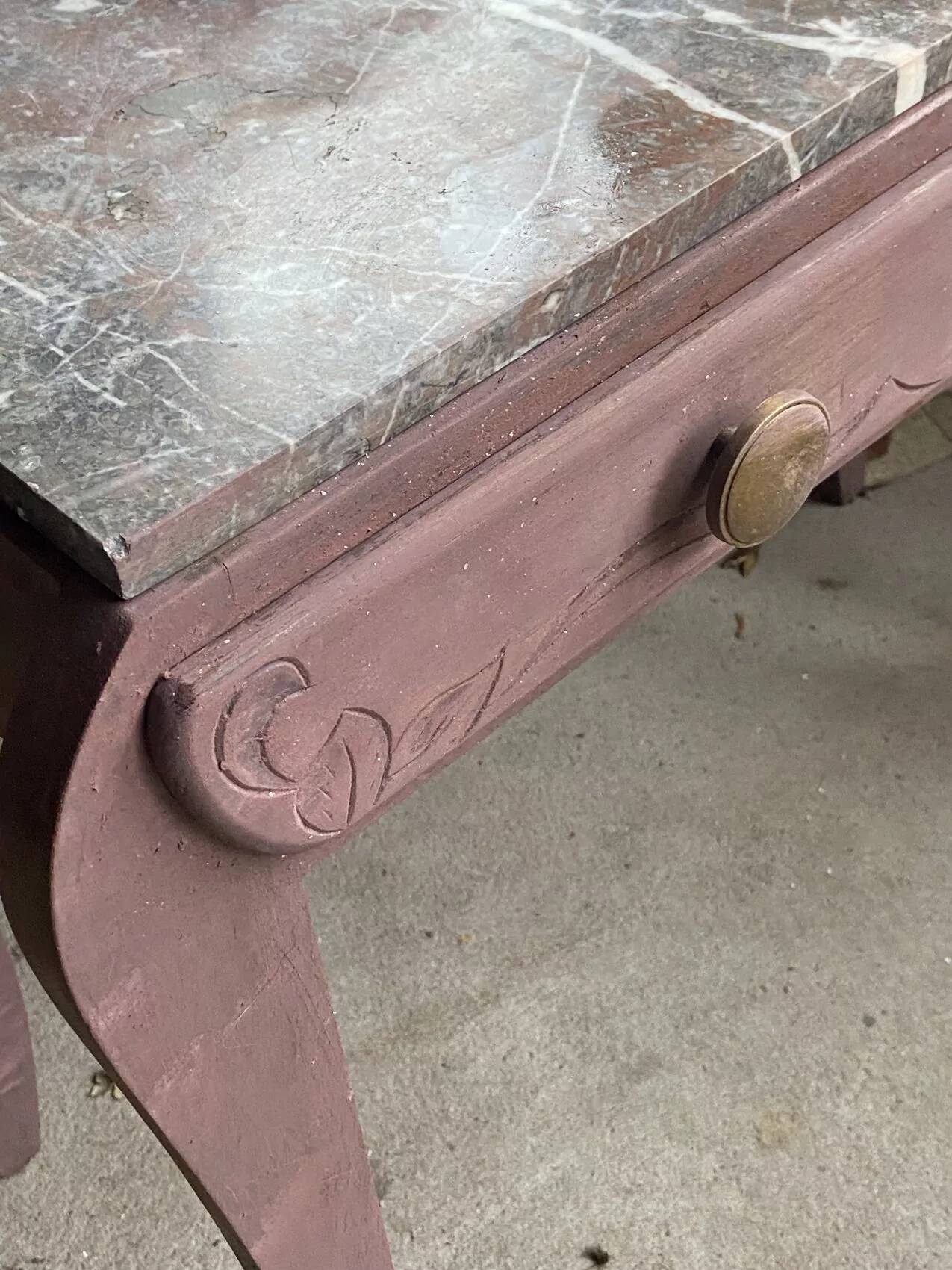 Art Deco dressing table in oak with an antique rose patina, timeless charm
