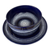 Ensemble de plat et de bol en céramique cobalt bleu vintage Waechtersbach Allemagne de l'Ouest
