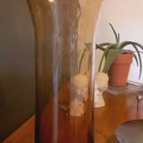 Blown glass vase, smoked, bubble from the 60s