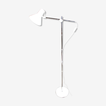 White and chrome floor lamp