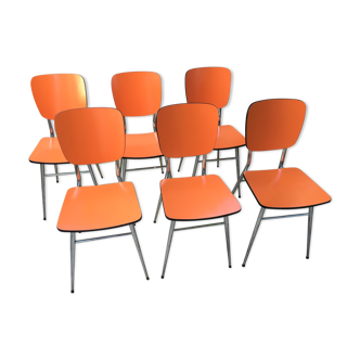 Ensemble de 6 chaises formica orange