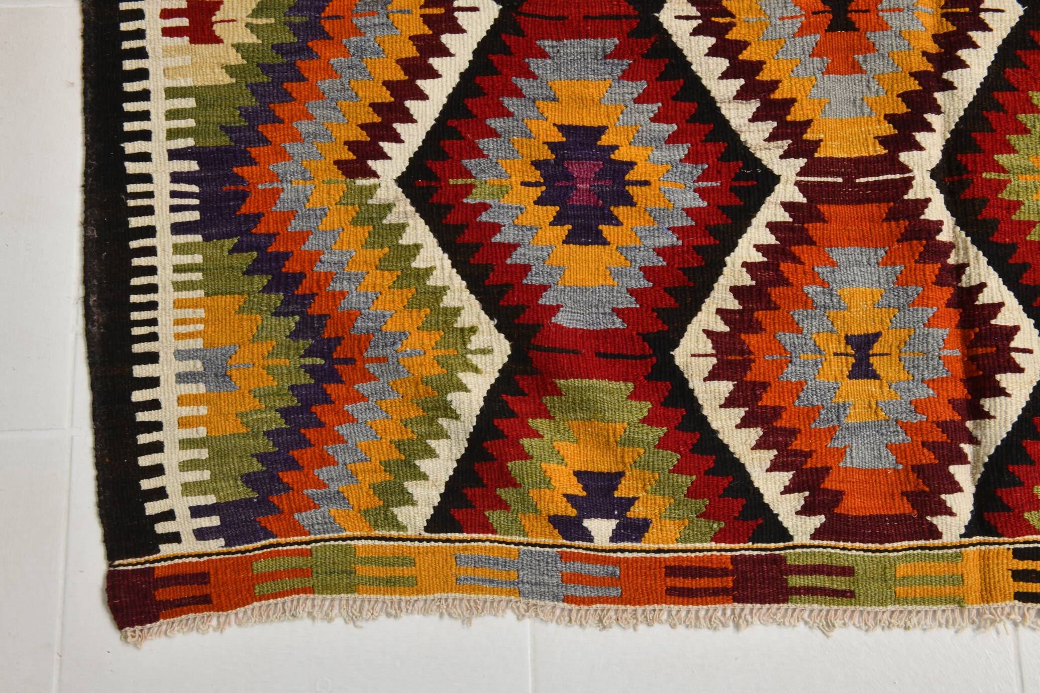 Tapis Kilim géométrique multicolore 5x8, 160x237 cm