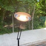Vintage black dome floor lamp in articulated steel
