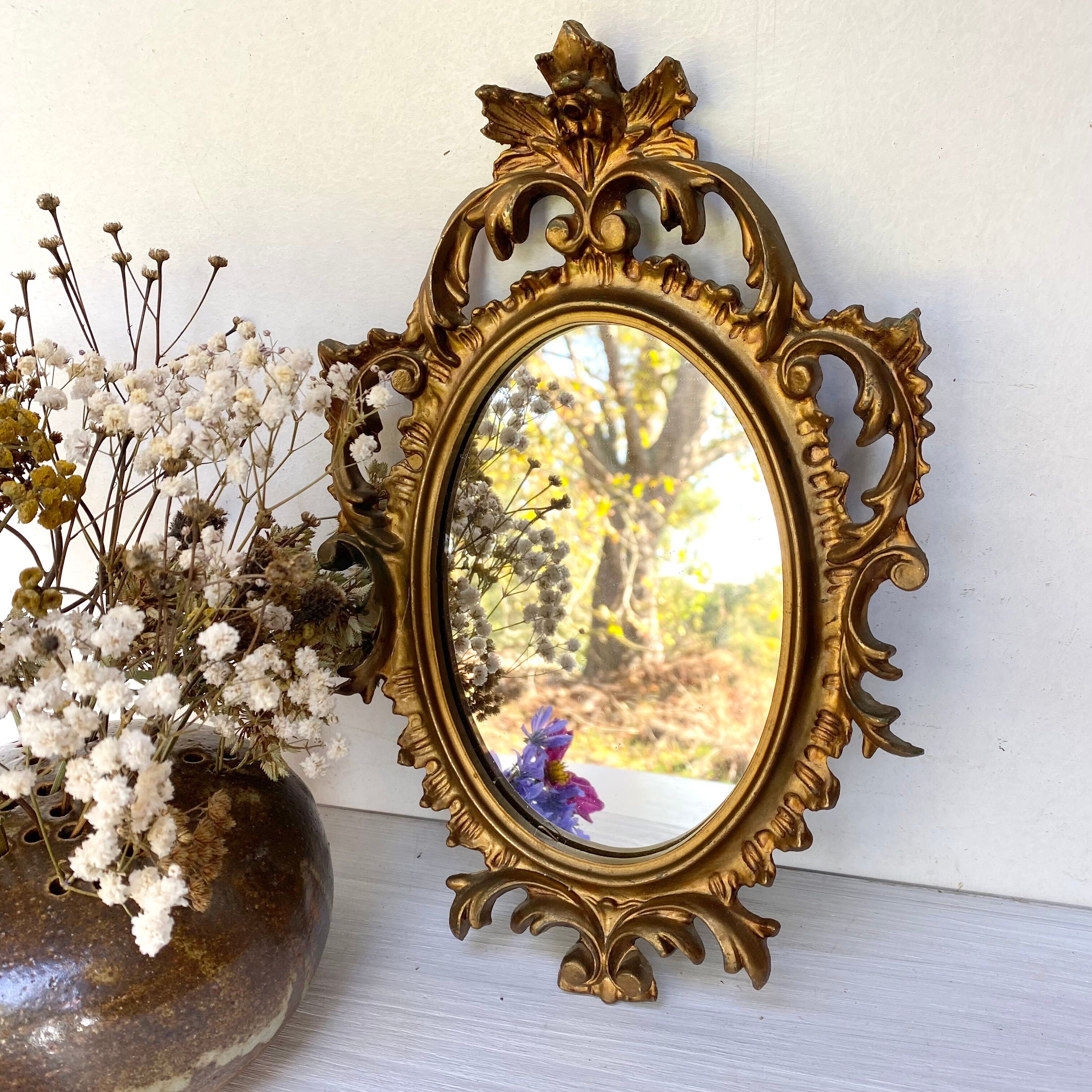 Miroir vintage doré, 29x19 cm