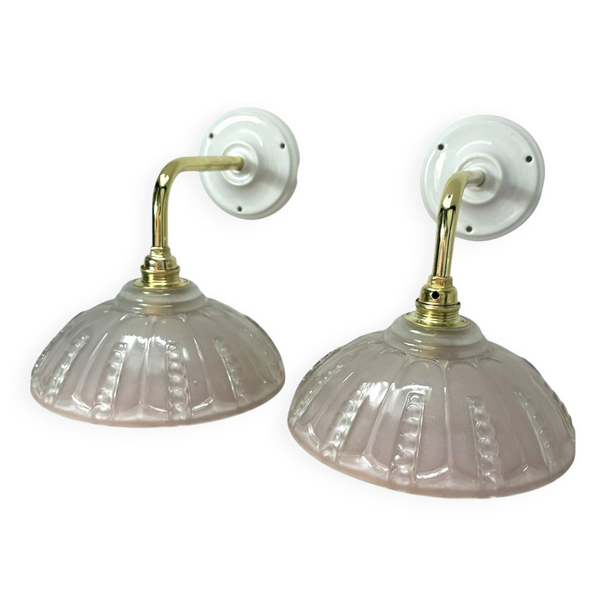 Pair of Art Deco glass gold wall sconces