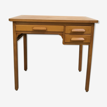 Small vintage desk in blond wood