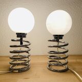 Pair of lamps spring chrome 70s