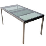 Table à manger en verre fumé extensible par Milo Baughman