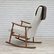 1970s, Scandinavian design, high-backed rocking chair, reupholstered.