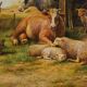 Belgian Artist, Farm Scene, 20th Century, Large Oil on Canvas, Framed