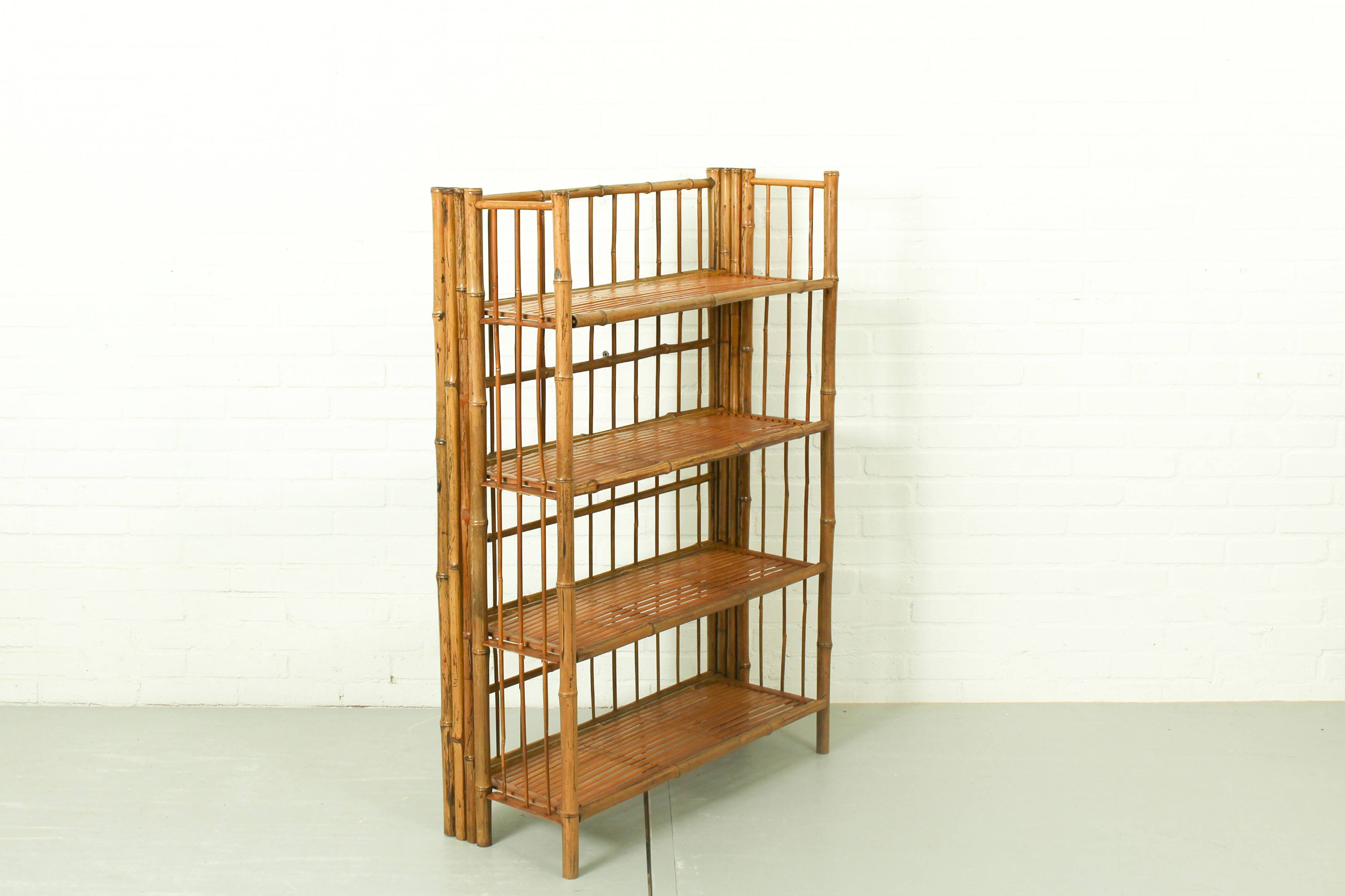 Bamboo Folding Campaign Shelves, France 1920s