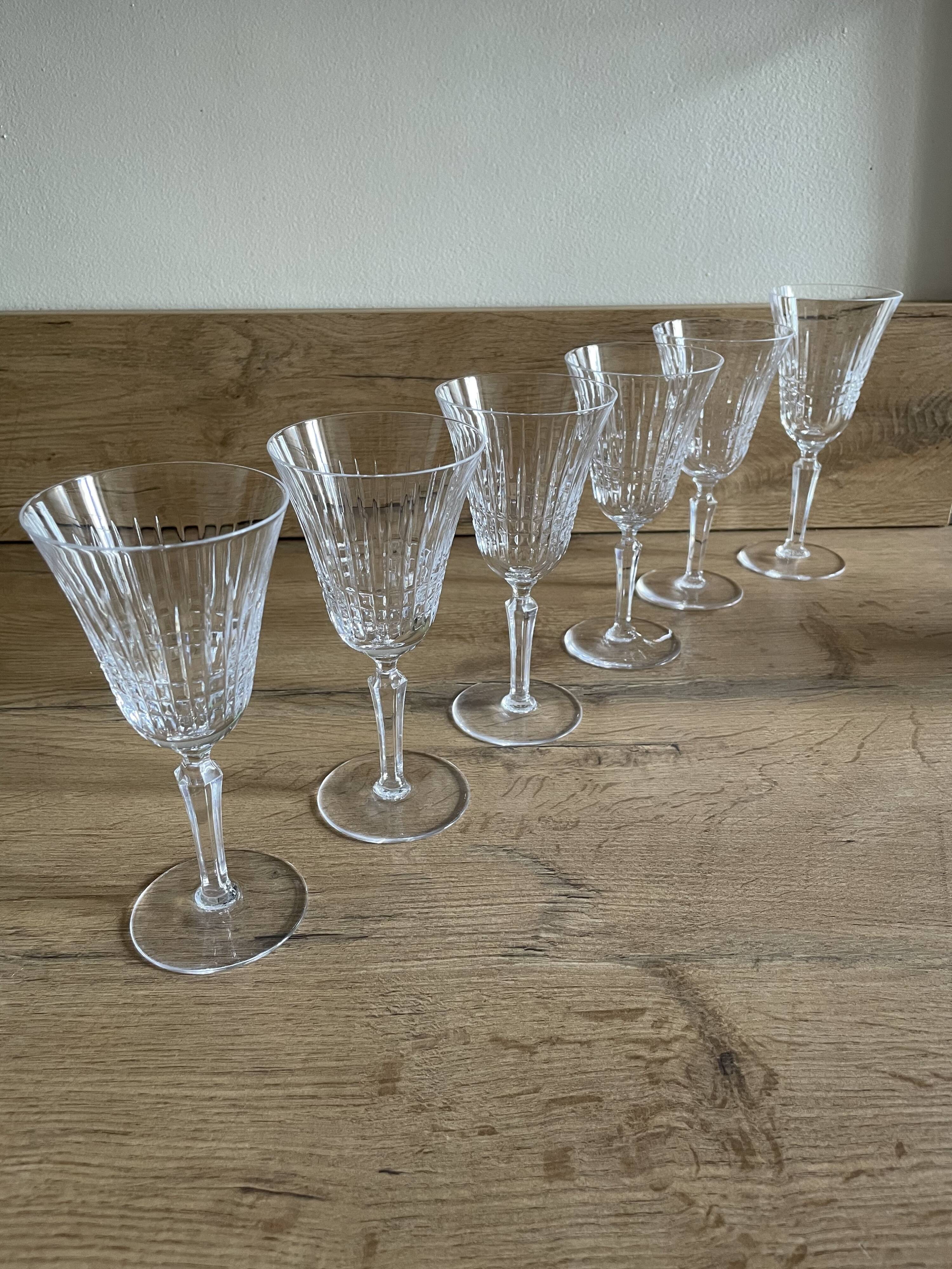 Lot de six verres à pied cristal Bayel