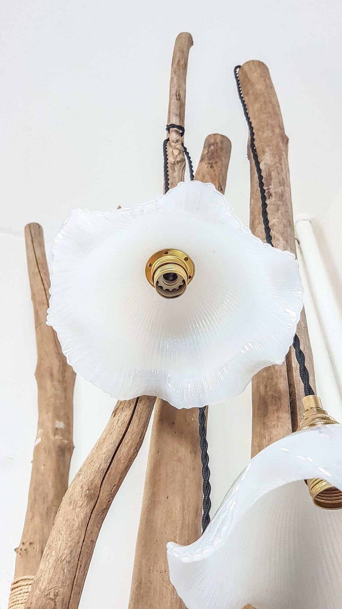 Pair of walking lamps with opaline globe