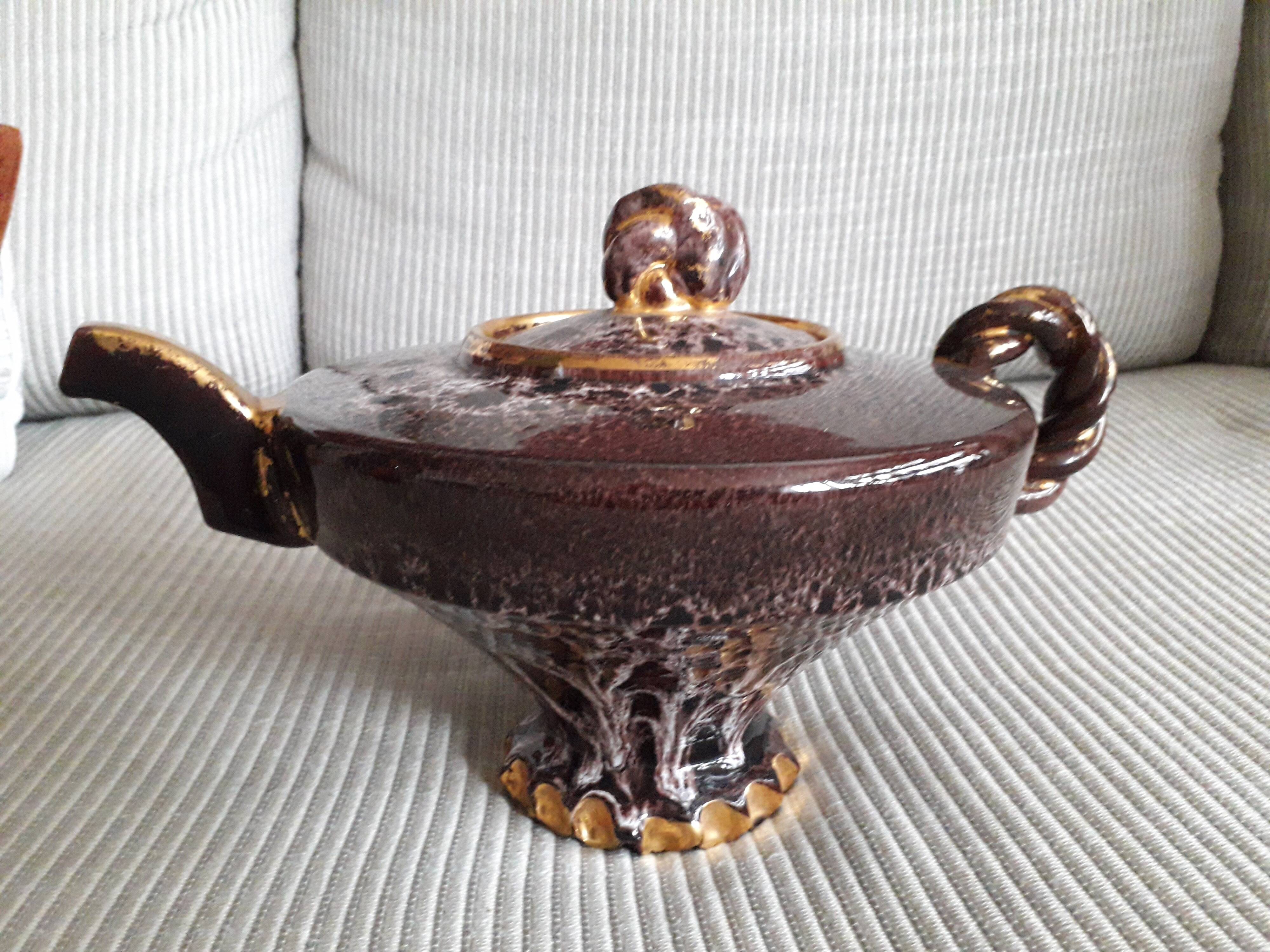 Very original rare Vallauris teapot signed Marius Giuge