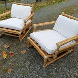 Pair of Lyda Levi armchairs for Mc Guire bamboo Italy Milan