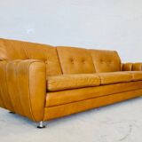 Vintage danish art deco style 3 person svend skipper sofa in tan leather
