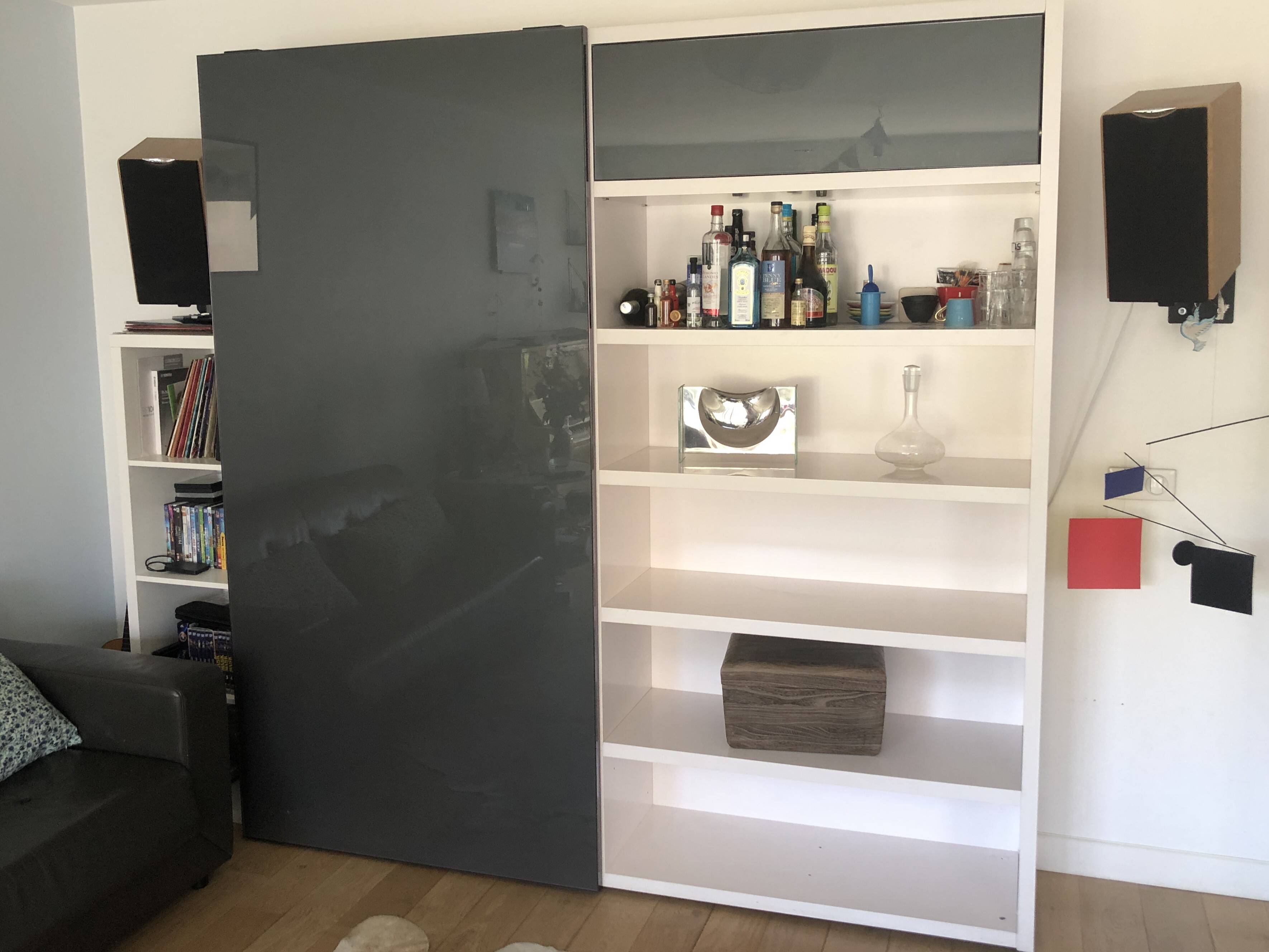 Ligne Roset Square Library - white lacquered with enamelled glass door