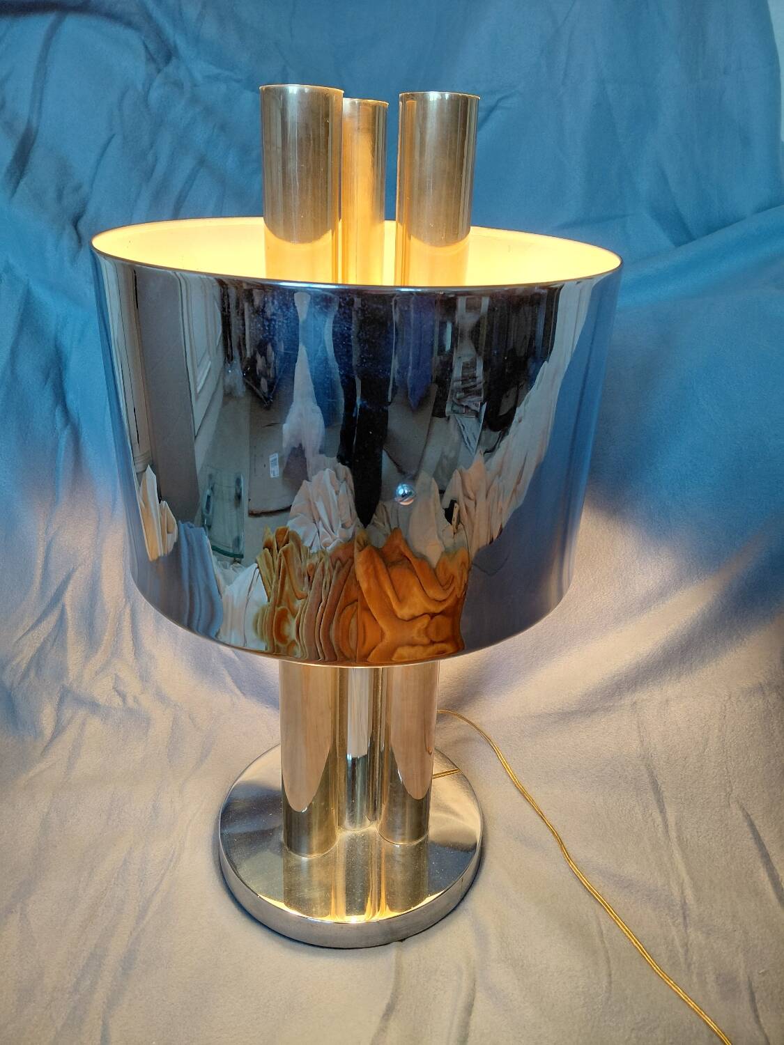Vintage 1970s metal tubular lamp