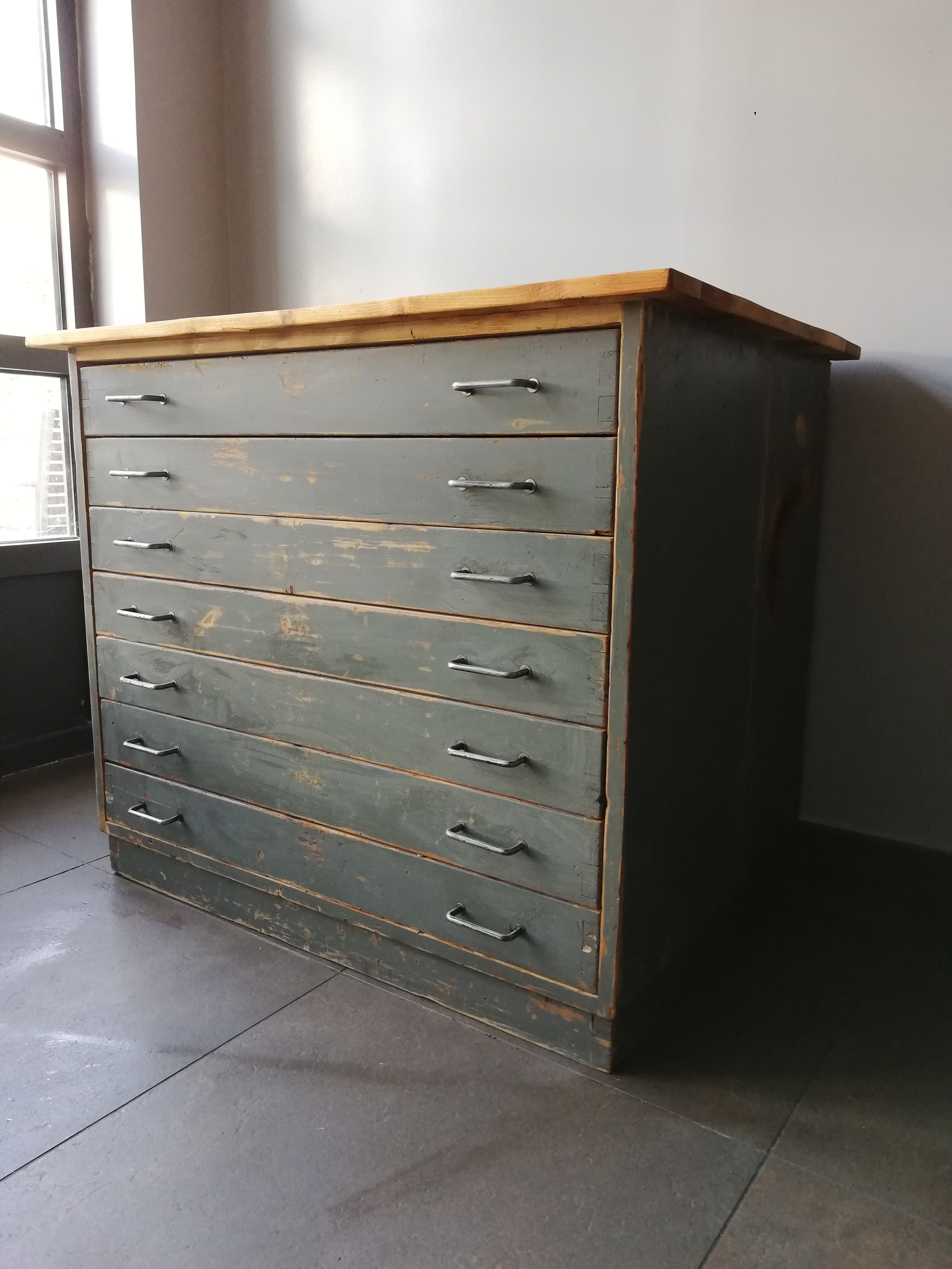 Meuble d'architecte, pour dessins et plans industriels, buffet à tiroir